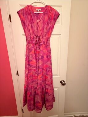 Derek Lam 10 Crosby Fatima Pink Multi-Color Tiered Maxi Dress size 4